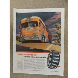  Roller Bearings, Vintage 40s full page print ad. (big orange bus 