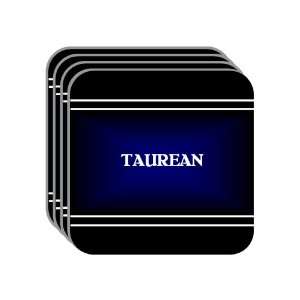 Personal Name Gift   TAUREAN Set of 4 Mini Mousepad Coasters (black 