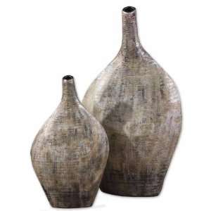 Uttermost 20.9 Inch Tatia Vases Set/2 Textured Ceramic Beautifully 