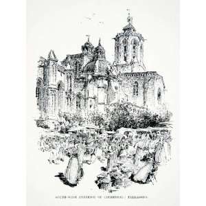  1901 Lithograph Cathedral Tarragona Spain Religion 