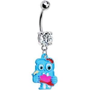  Brain Eating Blue Monster Belly Ring: Jewelry