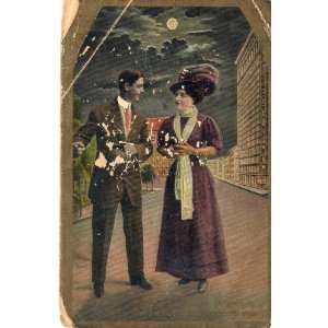 Vintage/Antique Post Card: A Man and Woman Were Walking One Day, Th. E 