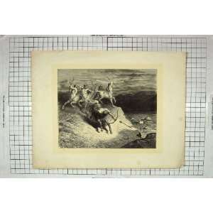  Gauchard Antique Print Centaur Man Horse River