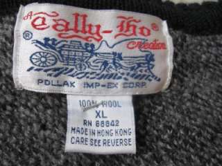 Tally Ho Boiled wool grey Cardigan sweater XL womens  
