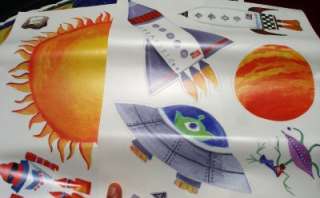 OUTER SPACE~GALAXY rocket ship~PLANET TODDLER BED SET++GLOW WALL DECOR 