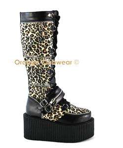 DEMONIA CREEPER 812 Punk Gothic Womens Cheetah Boots 885487288062 