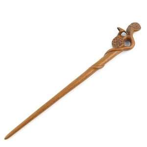  Handmade Peach Wood Carved Hair Stick Sprout 6.85 Inches Beauty