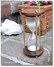 old HOURGLASS sand timer brass & wood NICE hour glass n
