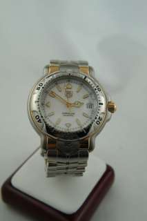 Tag Heuer 6000 Full Size Mens White Dial 18kt Gold & Stainless Steel 