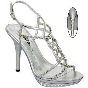 Lava Taboo Rhinestone Silver 4 Strappy Ankle Strap Prom Heels Sandals 