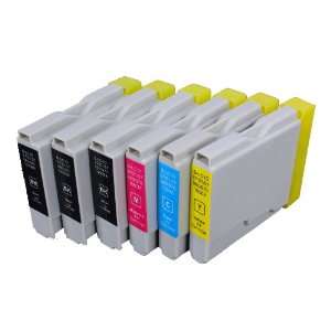  6 Pack Compatible Brother LC 51 , LC51 3 Black, 1 Cyan, 1 