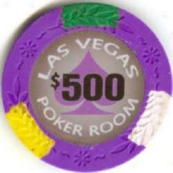 13.5 g 4 Color Clay poker chips roll of 25   Purple 500  
