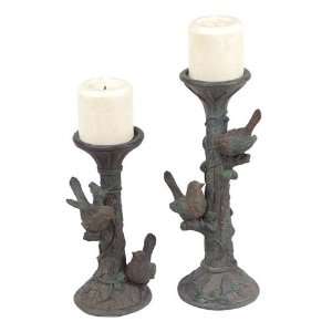  Pack of 4 Songbird Accented Brown Tree Shaped Candle 