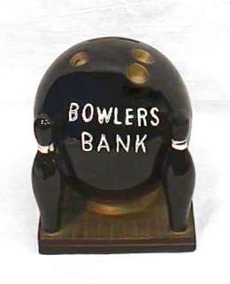 Vintage 1950s Porcelain Pottery Bowlers Piggy Bank  