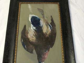 Antique VICTORIAN First Kill Dead DUCKS Hunting Painting Vintage 