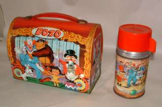 1963 BOZO THE CLOWN METAL LUNCHBOX WITH THERMOS  