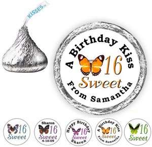 108 SWEET 16 Butterfly Candy Kiss Labels Personalized Party Favors 