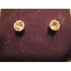   Zirconia Post Earrings with Amber Color Stone (#64) 