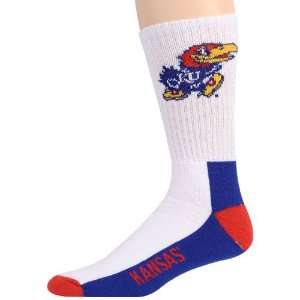  Kansas Jayhawks Tri Color Team Logo Crew Socks: Sports 