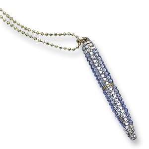 Light Blue Swarovski Crystal 40 inch Pen Necklace: Jewelry