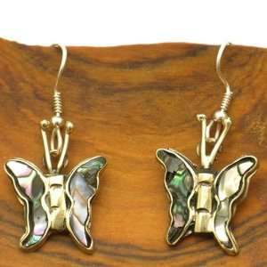  Abalone and Silver Butterfly Earrings 