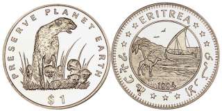 ERITREA 1 DOLLAR 1994 BU = CHEETAH   Preserve Planet =  