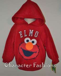 ELMO Fleece Sweatshirt Hoodie Shirt Size 2T 3T 4T RED  