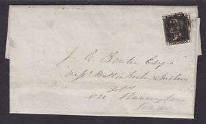 Great Britian Sc 1 PENNY BLACK on 1841 Cover to London  