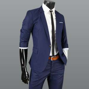 GV507) Mens roll up style 70% sleeve summer suit BLUE  