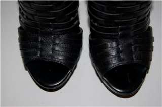 ZARA leather WANG peeptoe woven ankle bootie platform 6  