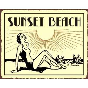  Sunset Beach Vintage Metal Art California Retro Tin Sign 