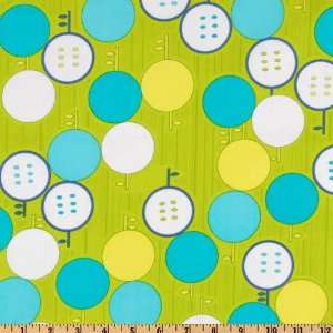  44 Wide Sunny Daze Circles Lime Fabric By The Yard: Arts 