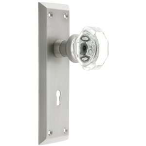New York Style Mortise Lock Set in Satin Nickel with Waldorf Crystal 