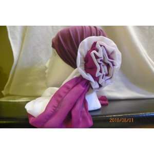   Turban Bonnet Hijab Light Purple & White Hat Set 