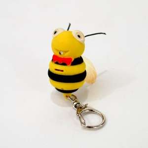 LED LIGHT KEYCHAIN BEE w SOUND Animal Toy Keyring NEW  