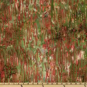  43 Wide Indian Batik Rain Green Fabric By The Yard: Arts 