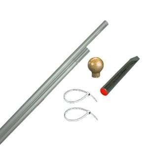 Display Pole Set 8 Foot X 1 Inch 2 Section Silver Aluminum Finish 