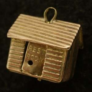 Outhouse Rest Room Vintage 10k Gold Charm  
