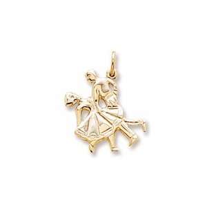  Square Dancers Charm in Yellow Gold Jewelry