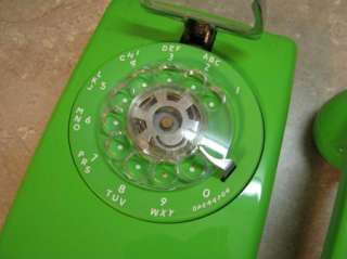 STROMBERG CARLSON Lime Green VINTAGE ROTARY WALL PHONE w/Original Box 