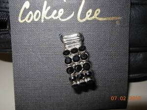 Cookie Lee Jet Crystal Stretch Ring NWT  
