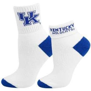  Kentucky Wildcats Ladies White Royal Blue Roll Down Socks 