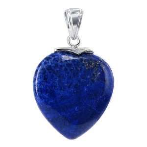   Sterling Silver 22mm Blue Lapis Heart Designer Dangle Pendant: Jewelry