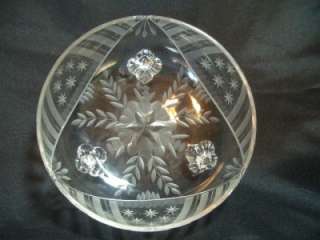 Antique Etched Stars and Stripes Crystal Tripod Bowl  