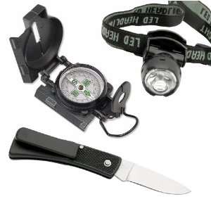  Compass Knife and Headlamp Kit Camping Essentials by 