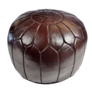  Moroccan Chocolate Leather Pouf