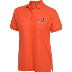 Miami Hurricanes Womens Orange Basketball Polo Shirt:  