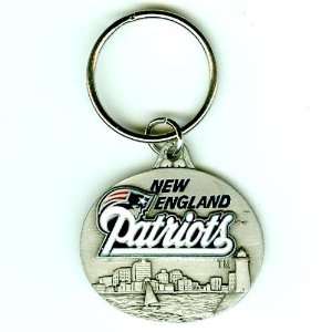  New England Patriots Oval Pewter Keychain Sports 