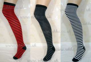 Thigh High Cotton Striped Socks  Colours  