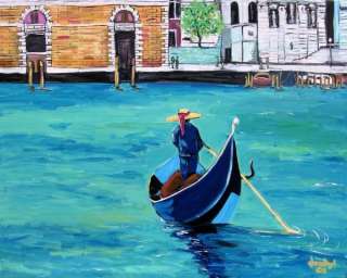   GONDOLA ORIGINAL Art PAINTING DAN BYL Collector Investment Canvas XXL